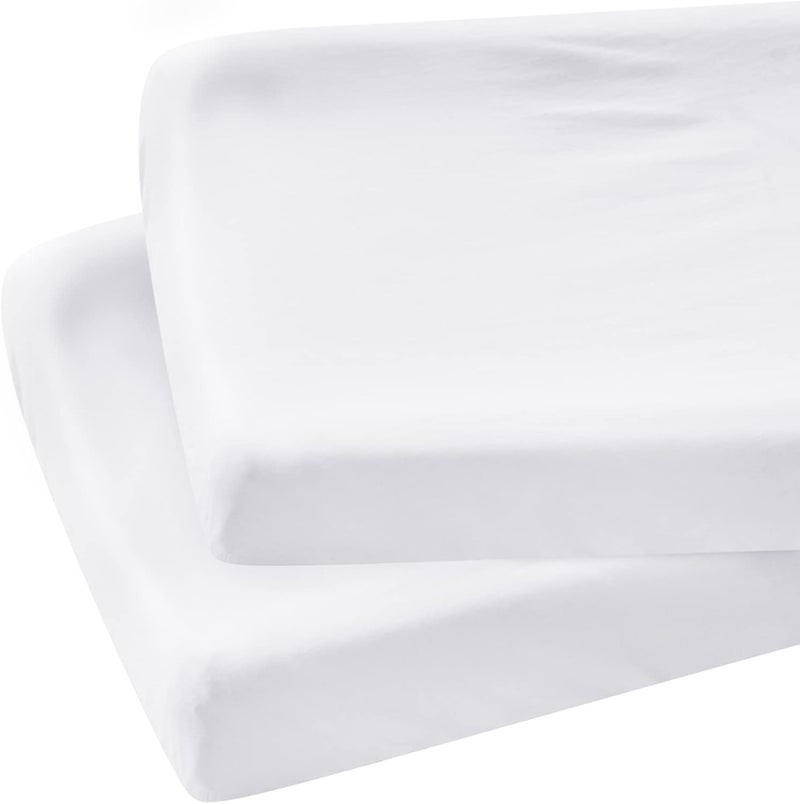 Coldwind Organic Cotton Changing Pad Cover Diaper Changing Table Pad Covers 2 Pack Jersey Knit Super Soft  Stretchy Cradle Sheets for Baby Boys Girls 32 x 16 x 4 White - Image 1