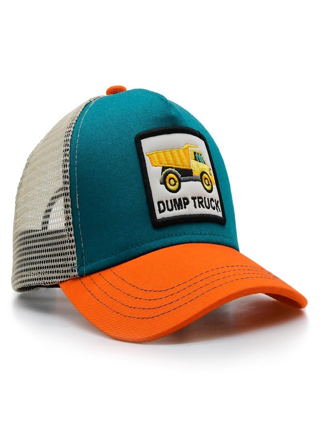 HAFOUXIGM Boys Dump Truck Trucker Hat, Toddler Snapback Mesh Baseball Caps for Kids Age 2-6 Orange - Image 3