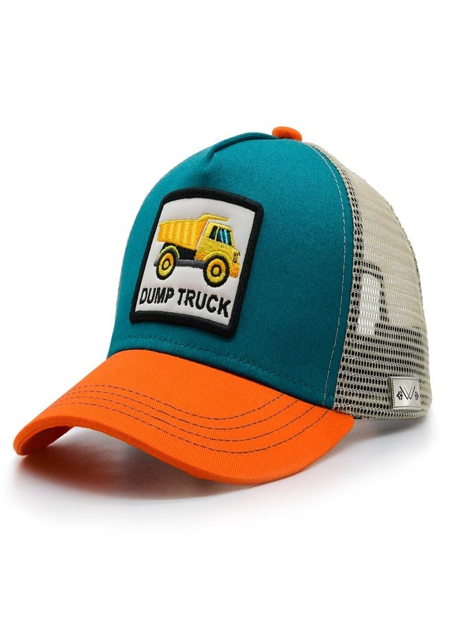 HAFOUXIGM Boys Dump Truck Trucker Hat, Toddler Snapback Mesh Baseball Caps for Kids Age 2-6 Orange - Image 2