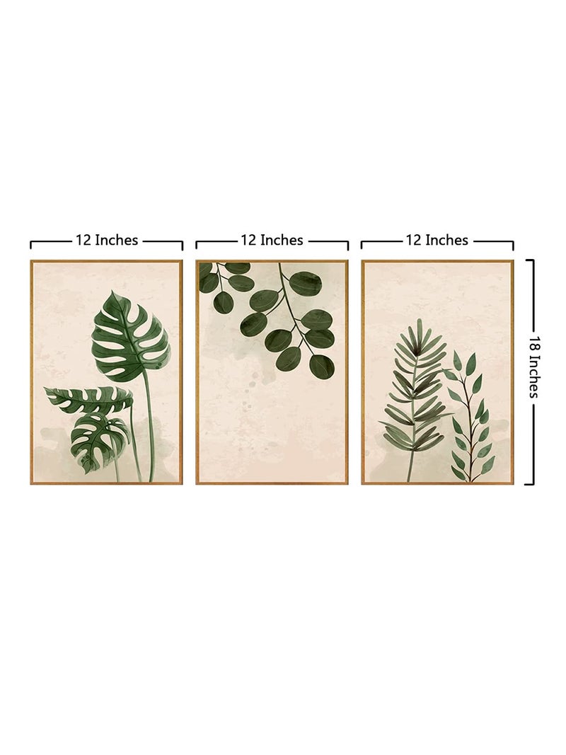 999STORE palm green leaf wall art painting for hall wall living room bedroom leaf painting with frame set of 3 Bo3Frames086 - Image 5