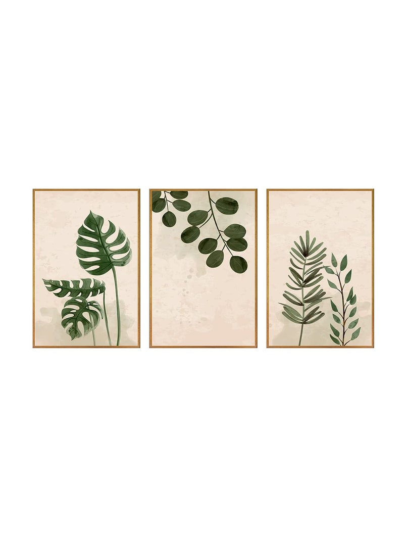 999STORE palm green leaf wall art painting for hall wall living room bedroom leaf painting with frame set of 3 Bo3Frames086 - Image 2