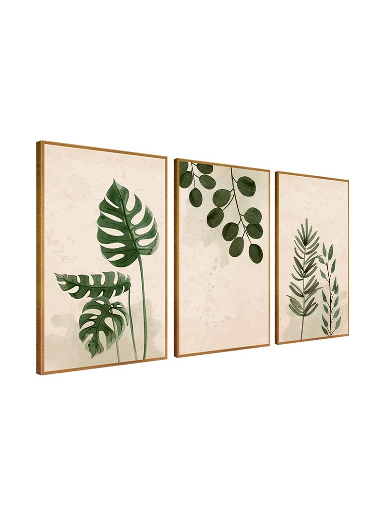 999STORE palm green leaf wall art painting for hall wall living room bedroom leaf painting with frame set of 3 Bo3Frames086 - Image 3