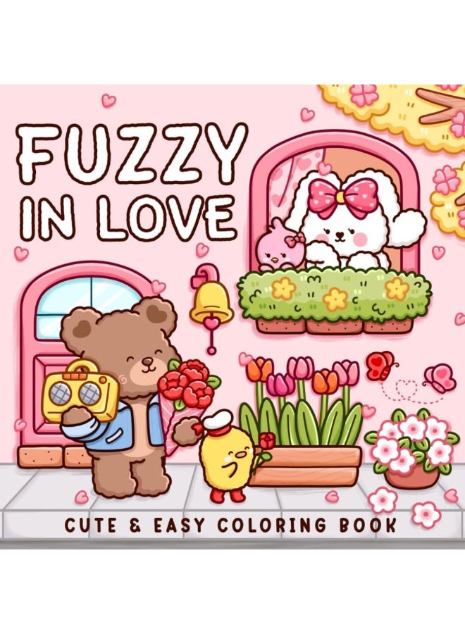 Peachjoy 40 Fuzzy in Love Cute & Easy Coloring Book, Hand-Drawn Pages of Adorable Animal Designs for Relaxation and Stress-Free Creativity, Easy Color Book for Kids - Image 1