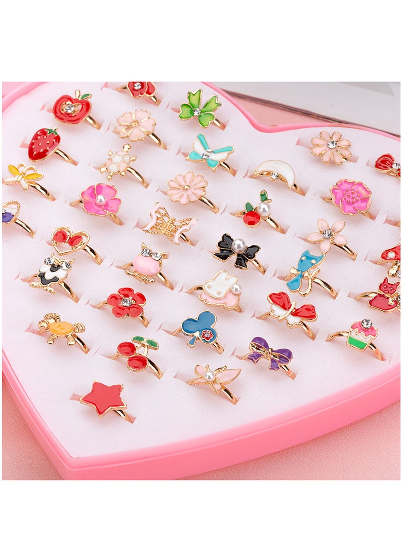 Generic 36 Pieces Little Girl Adjustable Rings Toy in Heart Shape Box  - Image 2