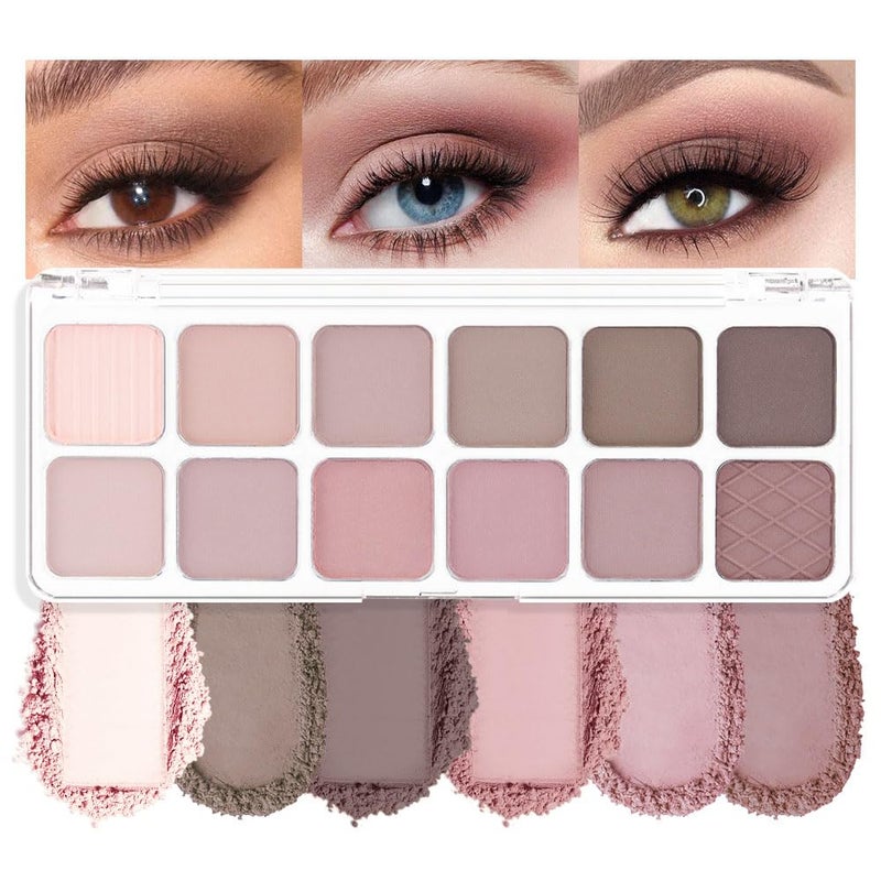 AMY'S DIARY 12Color Light Pink Purple Eyeshadow Palette, Long-Lasting, and Highly Pigmented. Elevate Your Eye Makeupâ€“ Unleash Your Unique Style (08#) - Image 1