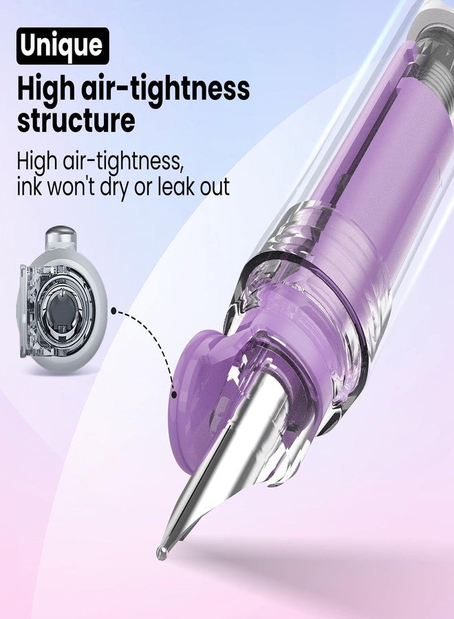 WRITECH Fountain Pen Fine Nib: Retractable Black Ink Pens Set Includes 5 Ink Cartridges Smooth Writing for Calligraphy Sketching Journaling Gift (Purple) - Image 4