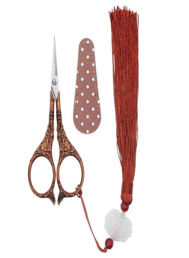 BIHRTC 4.5Inch Small Sewing Scissors Nail Clipper with Cover Tassel Stainless Steel Shears Dressmaker Precision Scissor Mini DIY Tool for Craft Needlepoint Sewing Artwork Housework - Image 1