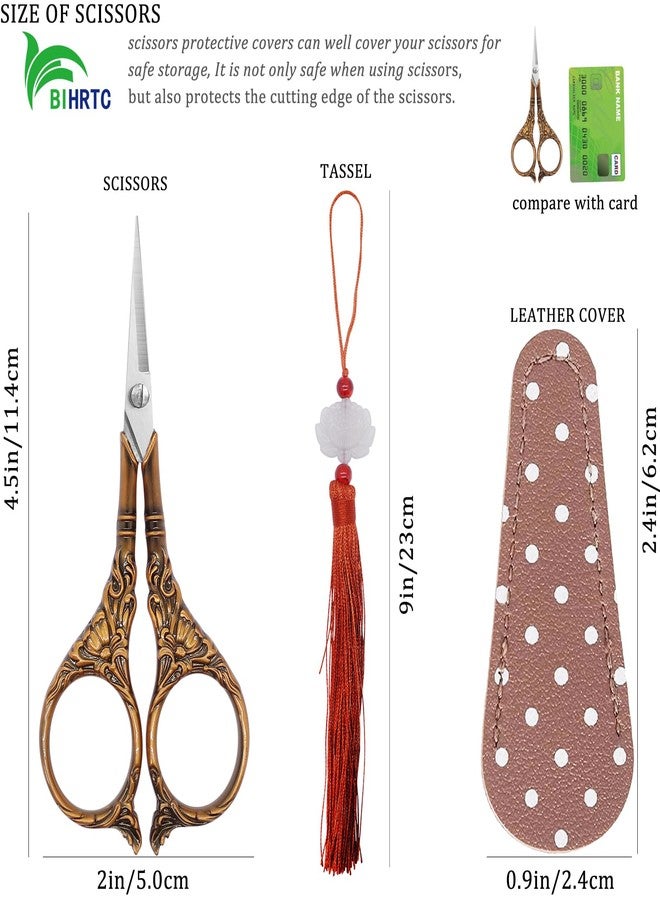 BIHRTC 4.5Inch Small Sewing Scissors Nail Clipper with Cover Tassel Stainless Steel Shears Dressmaker Precision Scissor Mini DIY Tool for Craft Needlepoint Sewing Artwork Housework - Image 2