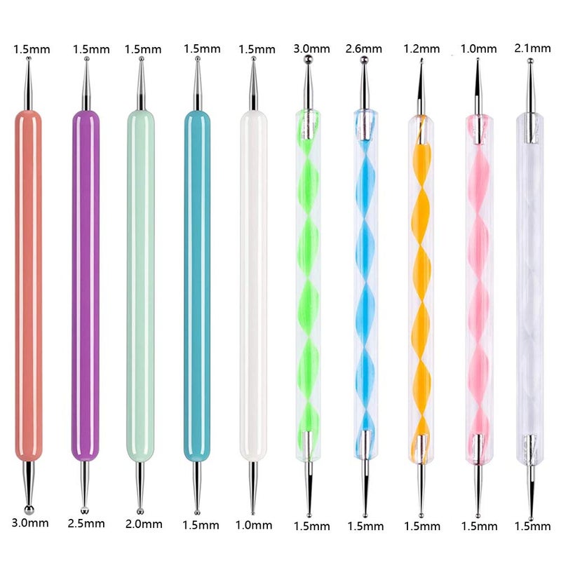 ABenkle 10Pcs Art Dotting Tools for Nail Art, Ball Tip Clay Tools Sculpting Pattern Tracing Stylus, Ball Embossing Stylu for Drawing,Painting Rocks Mandalas,Art Dot Tools - Image 2