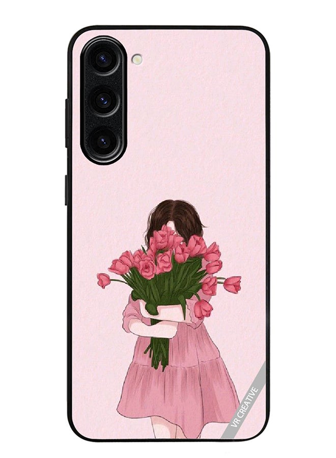 VR CREATIVE Protective Case Cover For Samsung Galaxy S24 Girl Hugging Bouquet Design Multicolour - Image 1
