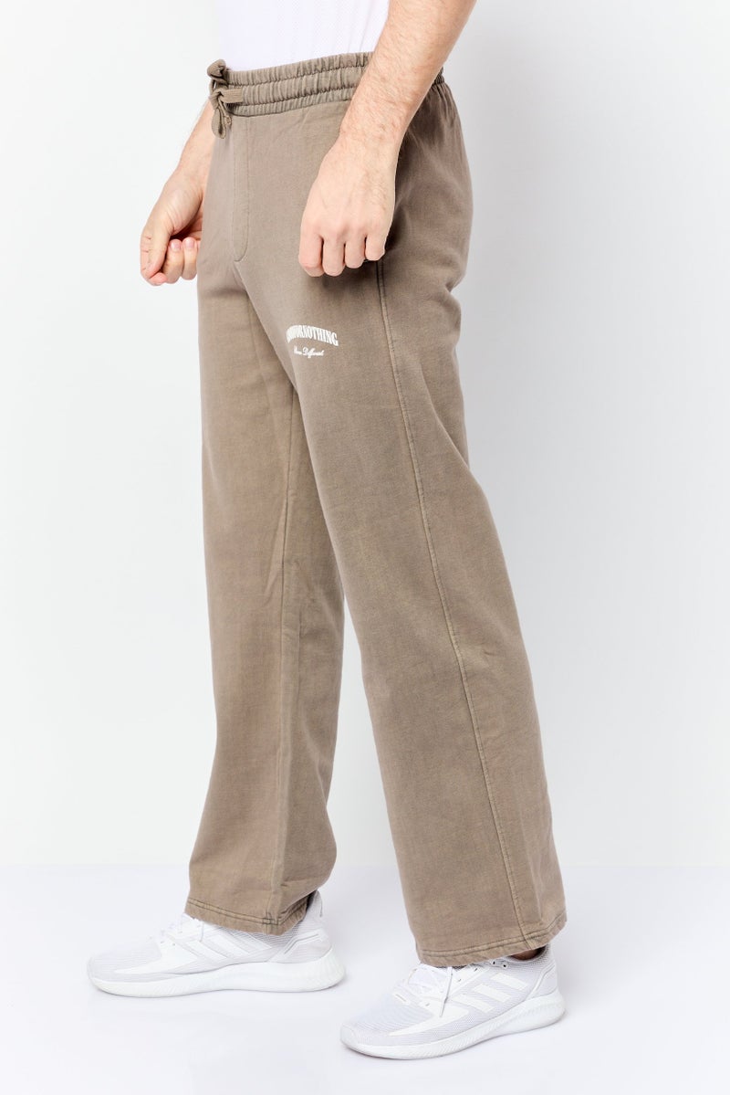 GOOD FOR NOTHING Men Regular Fit Brand Logo Sweatpants, Tan - Image 2