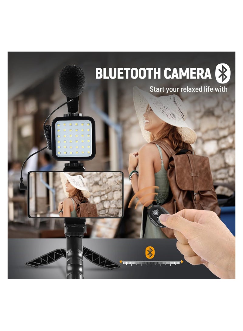 Excefore Vlogging Kit, YouTube Kit for iPhone & Android, Compatible Video Vlog Kit with Microphone LED Light Tripod, Remote Control, for Instagram YouTube Recording Facebook Live(Not Including Batteries) - Image 2