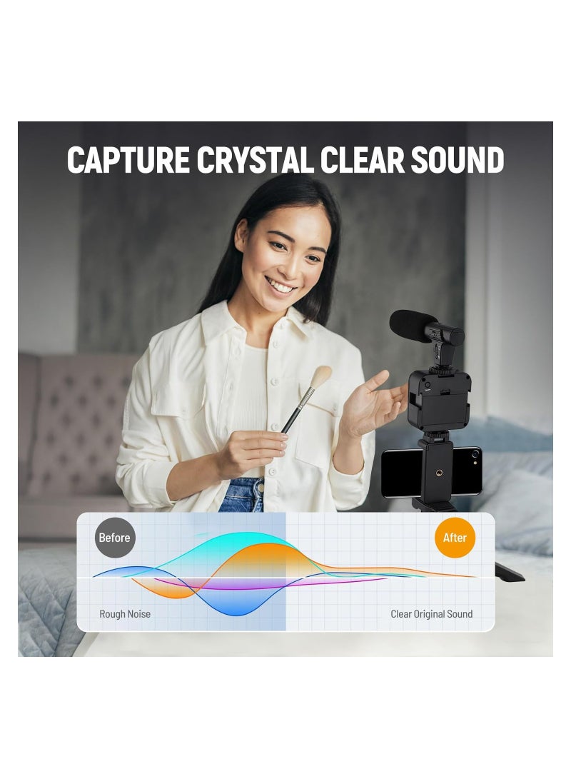 Excefore Vlogging Kit, YouTube Kit for iPhone & Android, Compatible Video Vlog Kit with Microphone LED Light Tripod, Remote Control, for Instagram YouTube Recording Facebook Live(Not Including Batteries) - Image 4