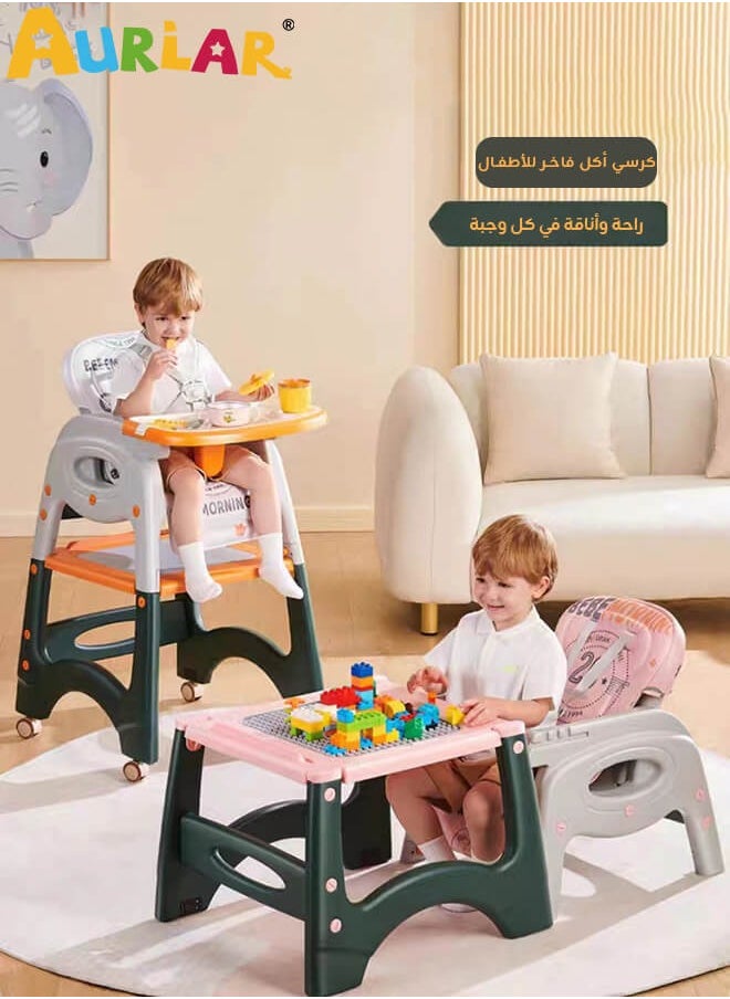 Aurlar - 6-in-1 Multifunctional Baby High Chair – Adjustable Feeding Chair, Study Desk, Building Block Table, Push-and-Go Ride, Portable and Foldable – Suitable for 6 Months to 8 Years - Image 1