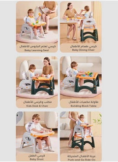 Aurlar 6-in-1 Multifunctional Baby High Chair – Adjustable Feeding Chair, Study Desk, Building Block Table, Push-and-Go Ride, Portable and Foldable – Suitable for 6 Months to 8 Years  - Image 4