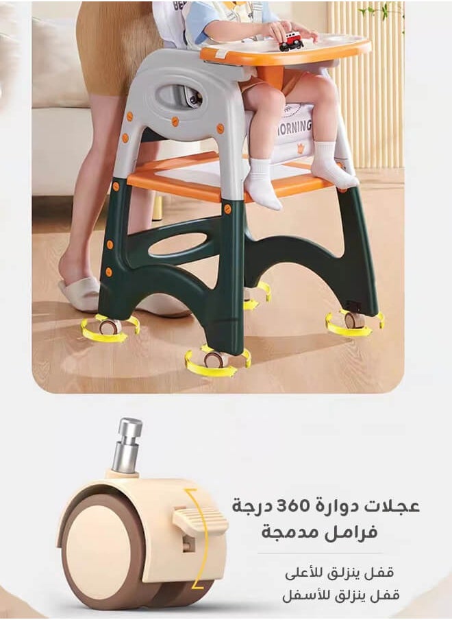 Aurlar - 6-in-1 Multifunctional Baby High Chair – Adjustable Feeding Chair, Study Desk, Building Block Table, Push-and-Go Ride, Portable and Foldable – Suitable for 6 Months to 8 Years - Image 1