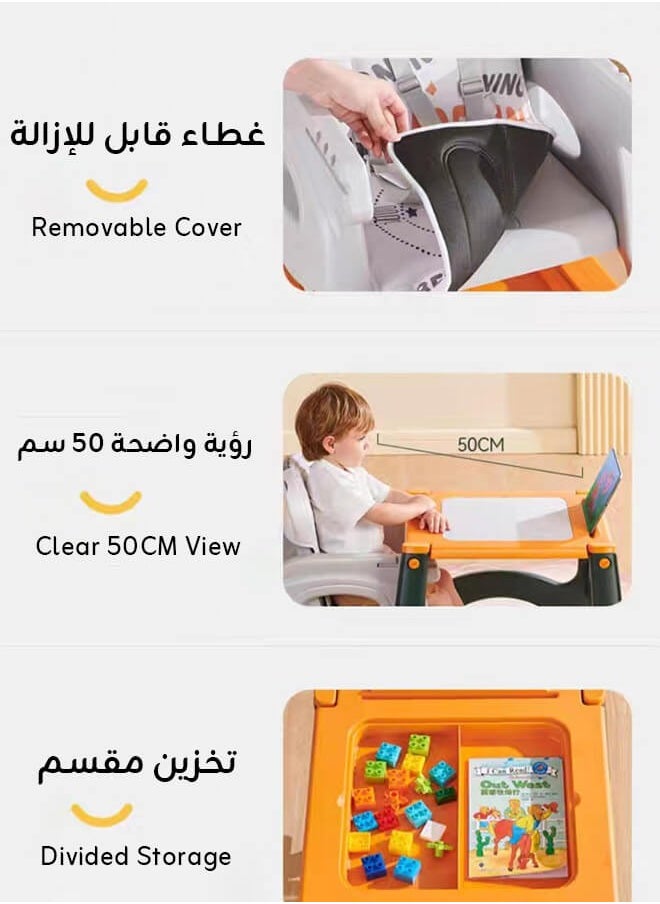 Aurlar - 6-in-1 Multifunctional Baby High Chair – Adjustable Feeding Chair, Study Desk, Building Block Table, Push-and-Go Ride, Portable and Foldable – Suitable for 6 Months to 8 Years - Image 1