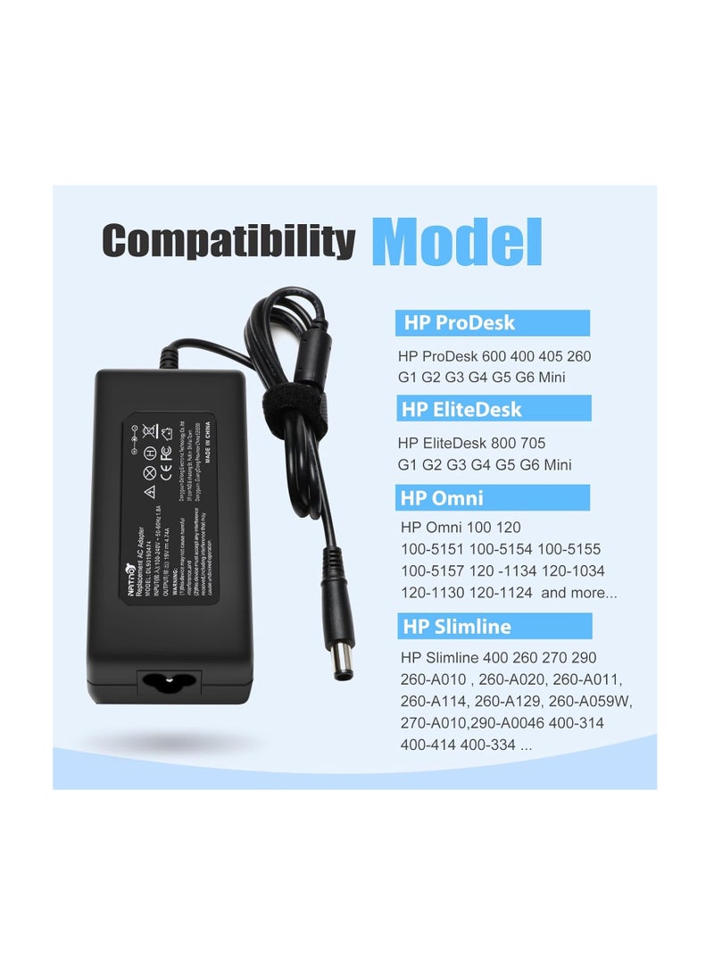 90W 65W Power Supply for HP ProDesk 600 400 G1 G2 G3 G4 G5 G6 Mini Desktop SFF PC,HP EliteDesk 800 Mini,HP Omni 120 100 All in One,HP Slimline 260 400 260-A010 260-A114 Power Cord AC Adapter Charger - Image 2