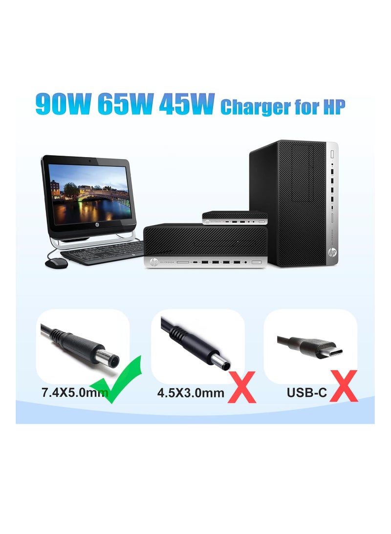 90W 65W Power Supply for HP ProDesk 600 400 G1 G2 G3 G4 G5 G6 Mini Desktop SFF PC,HP EliteDesk 800 Mini,HP Omni 120 100 All in One,HP Slimline 260 400 260-A010 260-A114 Power Cord AC Adapter Charger - Image 3