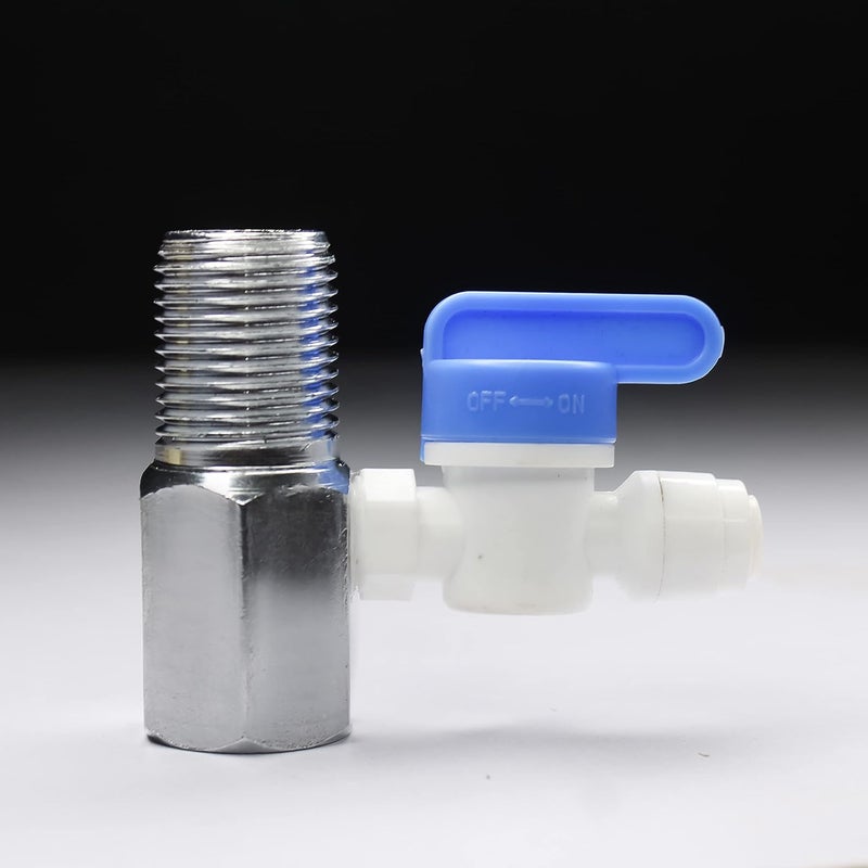 IONIX Plastic Inlet Valve 1/4 Size FoALL Ro Water purifiers (Plastic Handle and MS Nipple 1/4 Size) - Image 1