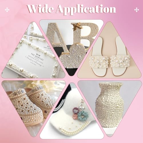 TINKRSTUFF 11000Pcs Flatback Pearls for Crafting (Ivory White/Beige), Assorted Size 2/3/4/5/6/8/10mm Half Pearl with 3Pcs 10ml B7000 Jewelry Glue, Bedazzling Bead for DIY Crafts Clothing Tumblers Shoes Nail Art - Image 5