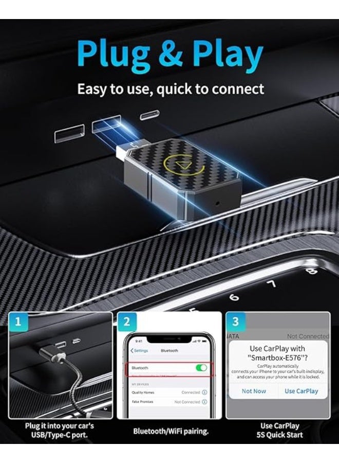 موصل لاسلكي لكار بلاي وأندرويد أوتو – دونجل 2 في 1 لتشغيل CarPlay وAndroid Auto بدون أسلاك – متوافق مع iPhone iOS 12+ وأندرويد 11+ - Image 4