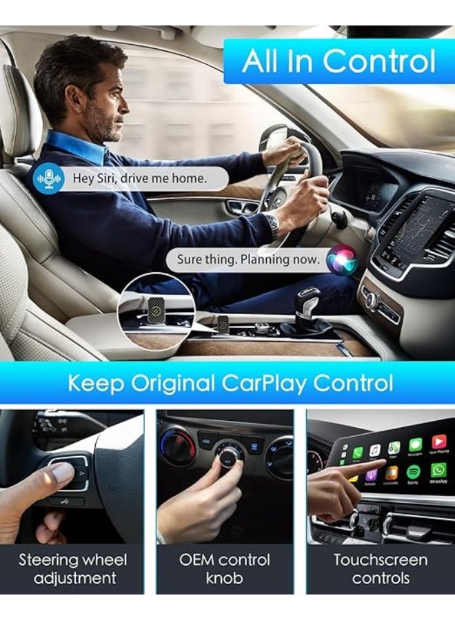 موصل لاسلكي لكار بلاي وأندرويد أوتو – دونجل 2 في 1 لتشغيل CarPlay وAndroid Auto بدون أسلاك – متوافق مع iPhone iOS 12+ وأندرويد 11+ - Image 3