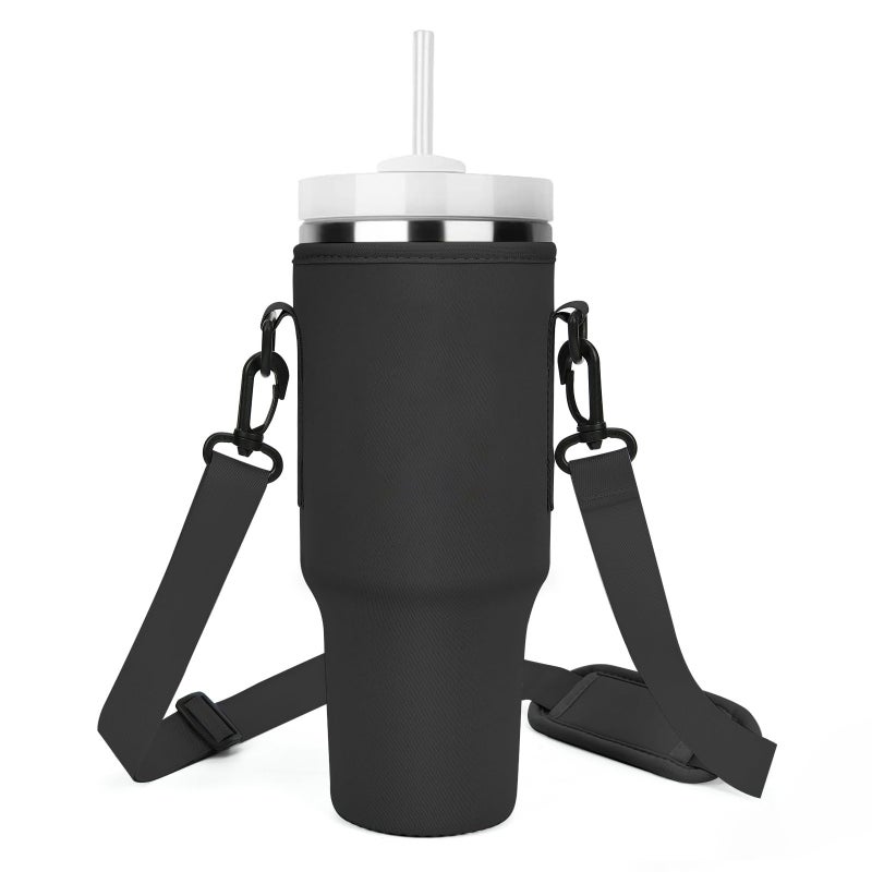 Diving material ice cup set custom stanley slung kettle bag Stanley 40oz thermos cup bag protective cover Black (no zipper bag) 