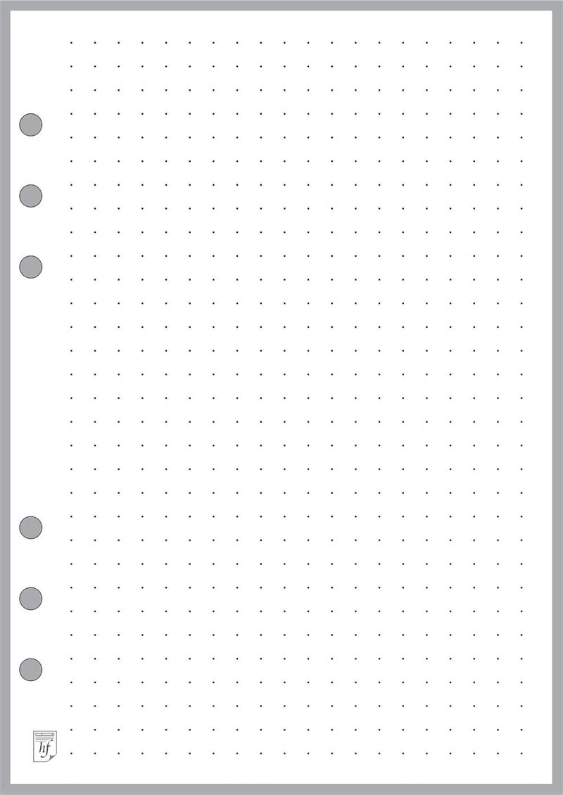 Handy Forms A5 Size Dot Grid Paper Refill (0.25"), Sized and Punched 6-Ring A5 Notebooks by Filofax, LV (GM), Kikki K, TMI, and Others. Sheet Size 5.83" x 8.27" (148mm x 210mm) - Image 1