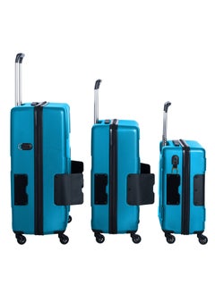 TACH Connectable 3 Pcs Luggage Set | 22, 24 & 28" Spinner Luggage with TSA Locks | Patented Built-In Connecting System Easily Links 6 Bags | Sky Blue  - Image 2
