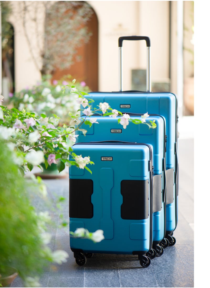 Connectable 3 Pcs Luggage Set | 22, 24 & 28" Spinner Luggage with TSA Locks | Patented Built-In Connecting System Easily Links 6 Bags | Sky Blue