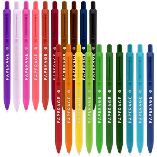 PAPERAGE Gel Pens With Retractable Medium Point (0.7mm), 20 Pack Colored Gel Pens, Assorted Colors, Smooth Writing Pens For Journals, Notebooks, Note Pads, Drawing, Office & School Supplies - Image 1