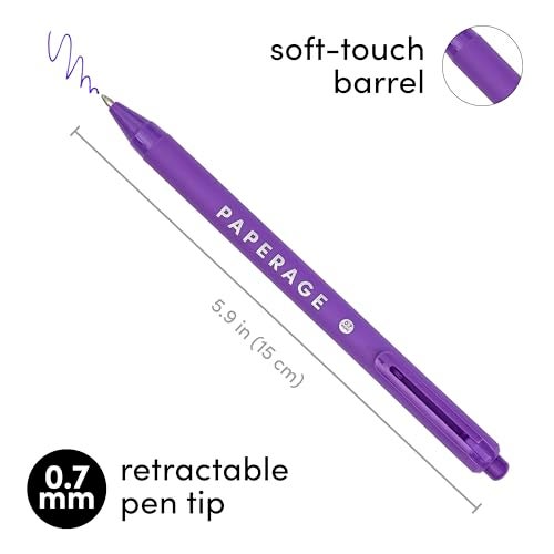 PAPERAGE Gel Pens With Retractable Medium Point (0.7mm), 20 Pack Colored Gel Pens, Assorted Colors, Smooth Writing Pens For Journals, Notebooks, Note Pads, Drawing, Office & School Supplies - Image 3