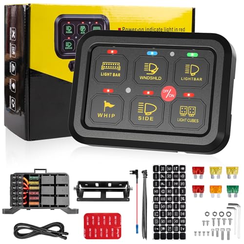 KACOLA 6 Gang Switch Panel with Electronic Relays, Universal Circuit Control Relay System, with Automatic Dimmable On-Off LED Switch - Image 1