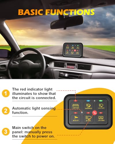 KACOLA 6 Gang Switch Panel with Electronic Relays, Universal Circuit Control Relay System, with Automatic Dimmable On-Off LED Switch - Image 2