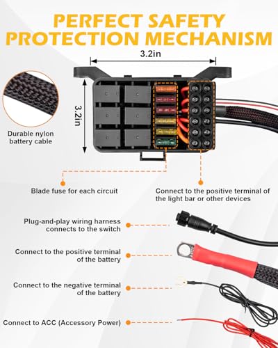 KACOLA 6 Gang Switch Panel with Electronic Relays, Universal Circuit Control Relay System, with Automatic Dimmable On-Off LED Switch - Image 4