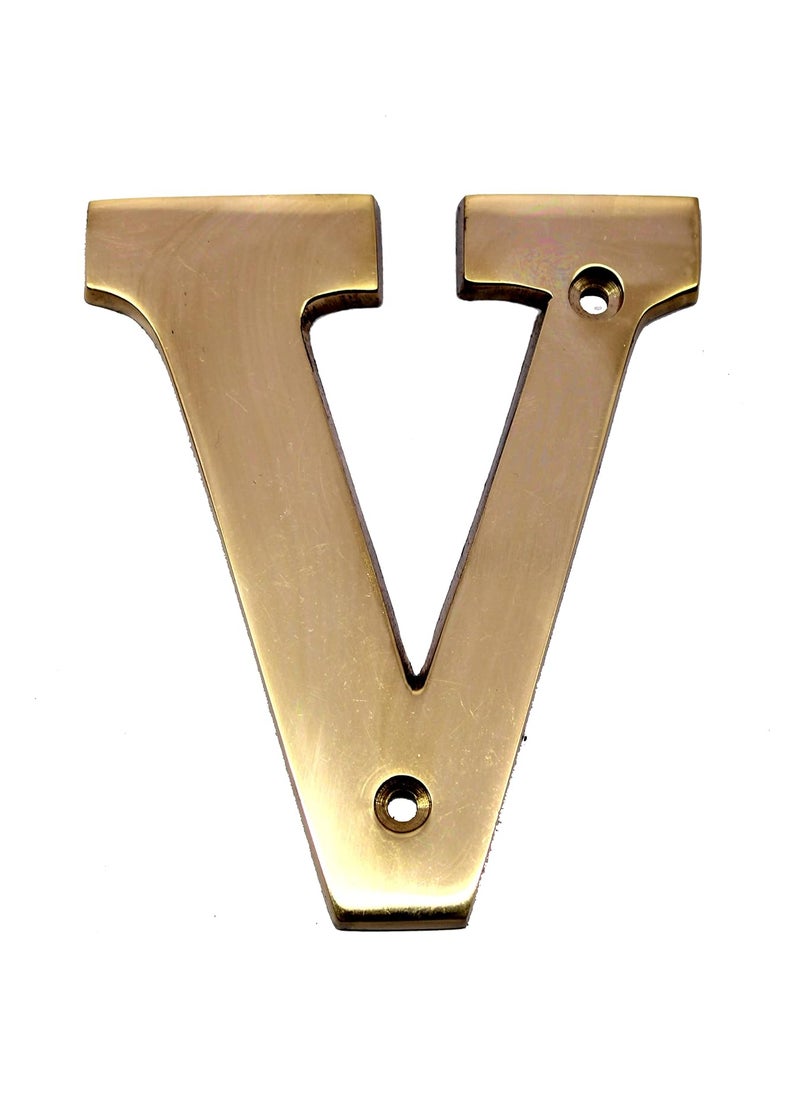 ESPLANADE eSplanade Brass House Hotel Door Name Alphabets Wall Door Plaque Alphabet Letter Golden 4 Inches V Alphabet 4  - Image 1