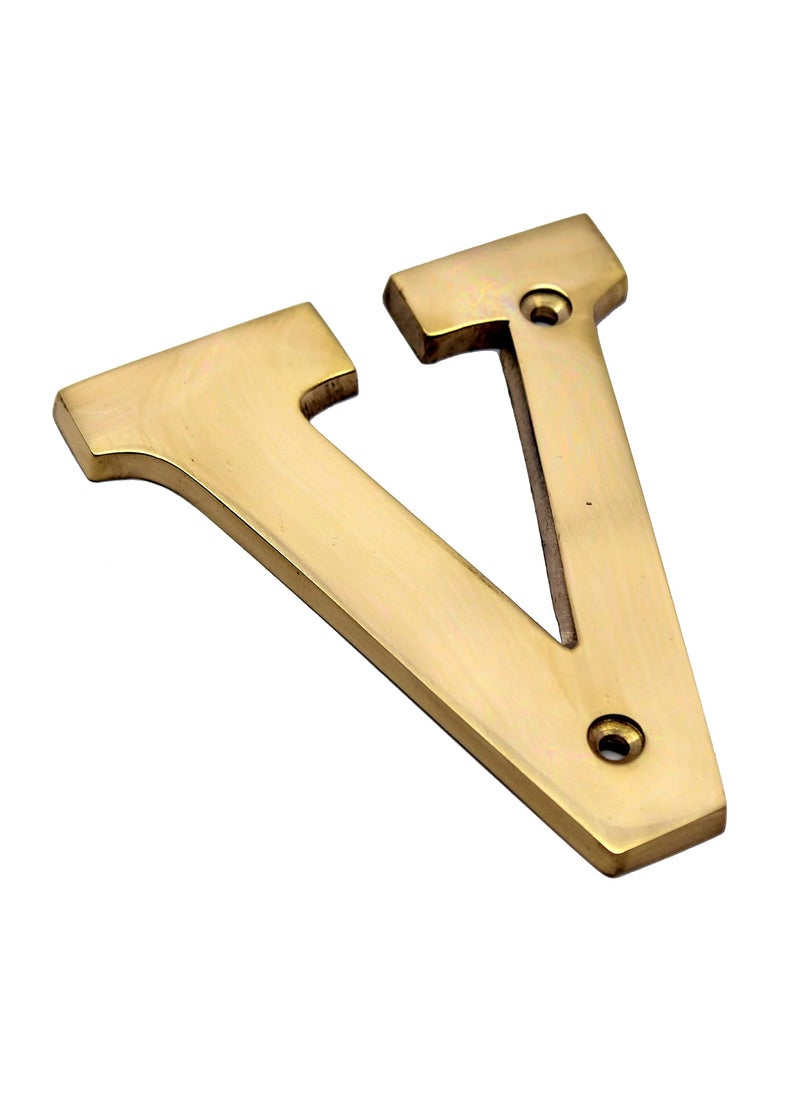 ESPLANADE eSplanade Brass House Hotel Door Name Alphabets Wall Door Plaque Alphabet Letter Golden 4 Inches V Alphabet 4  - Image 3