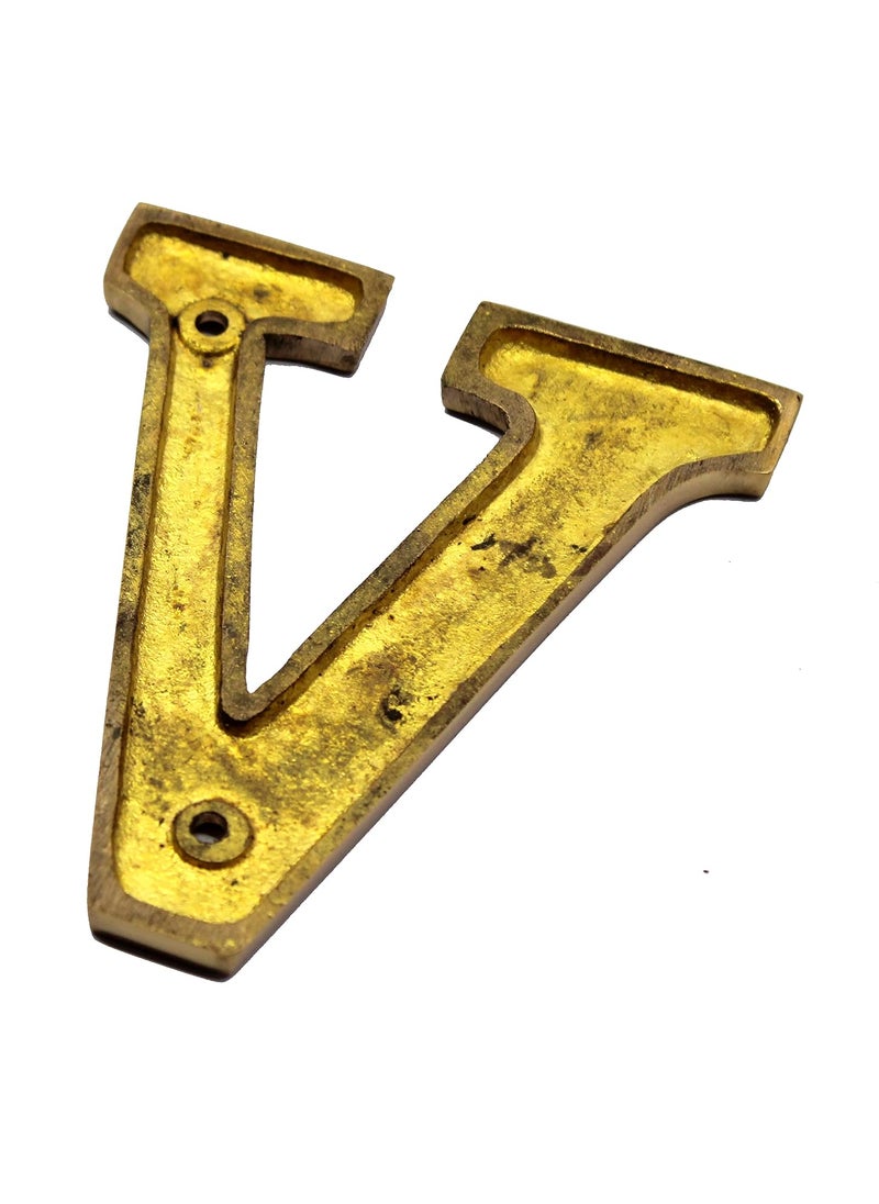 ESPLANADE eSplanade Brass House Hotel Door Name Alphabets Wall Door Plaque Alphabet Letter Golden 4 Inches V Alphabet 4  - Image 4