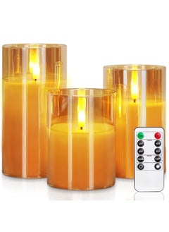 General 3 Piece LED Flameless Candle Set, Gold,Battery Operated LED Pillar Candles with Remote Control and Timer, Radiance Candles  - Image 1