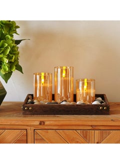 General 3 Piece LED Flameless Candle Set, Gold,Battery Operated LED Pillar Candles with Remote Control and Timer, Radiance Candles  - Image 2