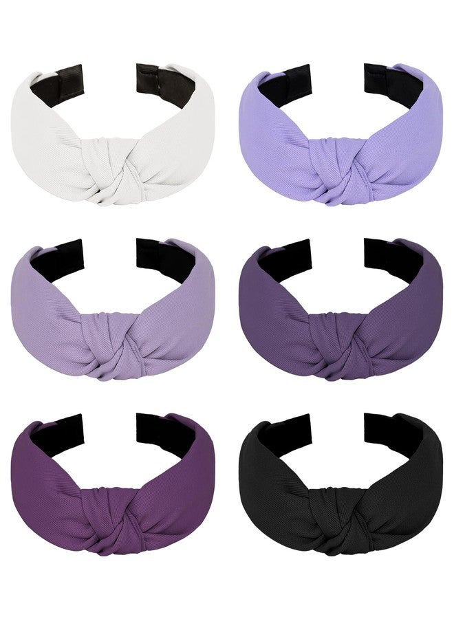 Amariver Knotted Headband for Women Non-slip Head Bands Top Knot Headbands Solid Colors Purple Headbands Fashion Hair Accessories for Women Girls - Image 1