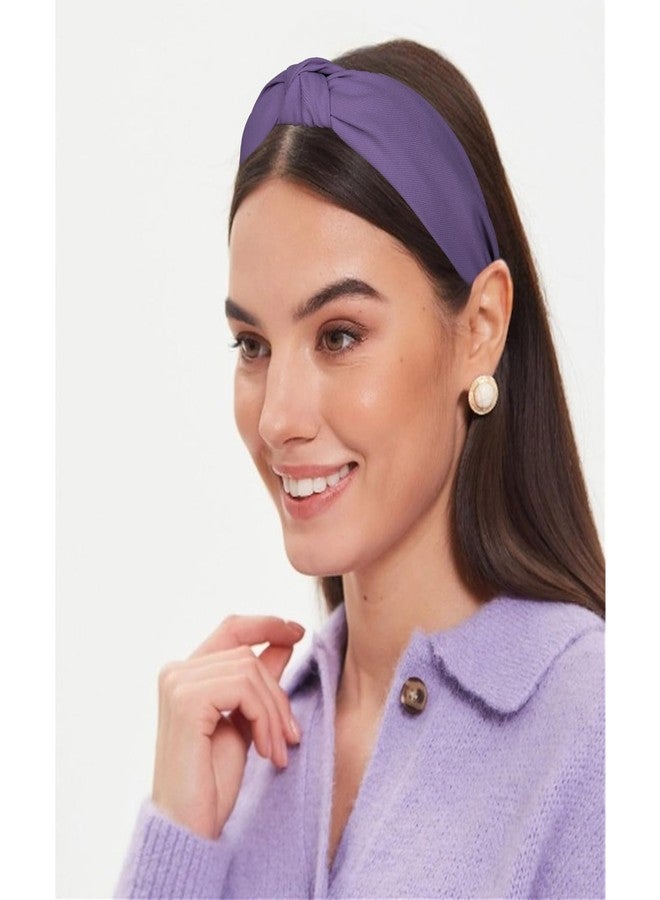 Amariver Knotted Headband for Women Non-slip Head Bands Top Knot Headbands Solid Colors Purple Headbands Fashion Hair Accessories for Women Girls - Image 3