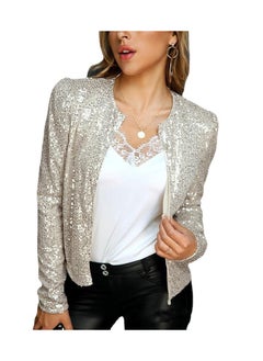 KUYING New Standing Collar Solid Color Sequin Women's Short Jacket  - Image 1