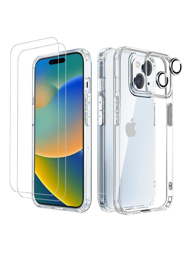 DUSALA [5 in 1 Designed for iPhone 14 Plus Clear Case with Screen Protector[2 Pack] +Camera Lens Protector[2 Pack], Military Grade Drop Protection Transparent Cover 6.1 Inch - Image 1