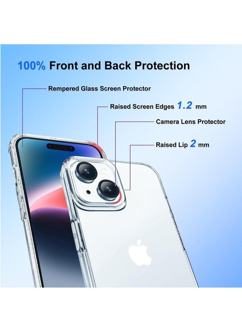 DUSALA [5 in 1 Designed for iPhone 14 Plus Clear Case with Screen Protector[2 Pack] +Camera Lens Protector[2 Pack], Military Grade Drop Protection Transparent Cover 6.1 Inch - Image 5