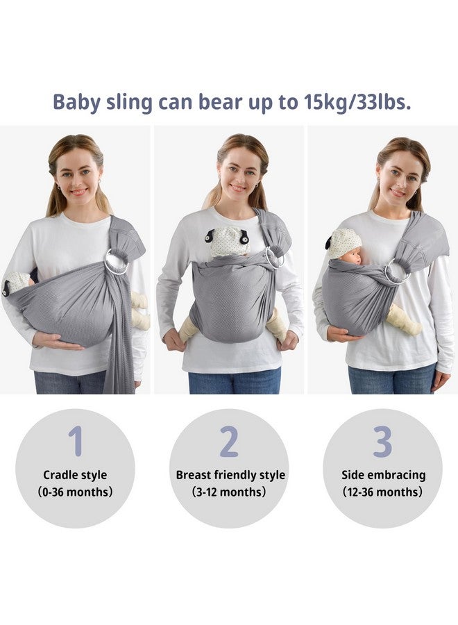 vrbabies Water Ring Sling Baby Carrier, Adjustable Lightweight Breathable Newborn Carrier Sling for Summer, Swimming, Pool, Beach, Front Chest Mesh Infant Wrap Carrier for Baby Gift (Light Grey) - Image 4