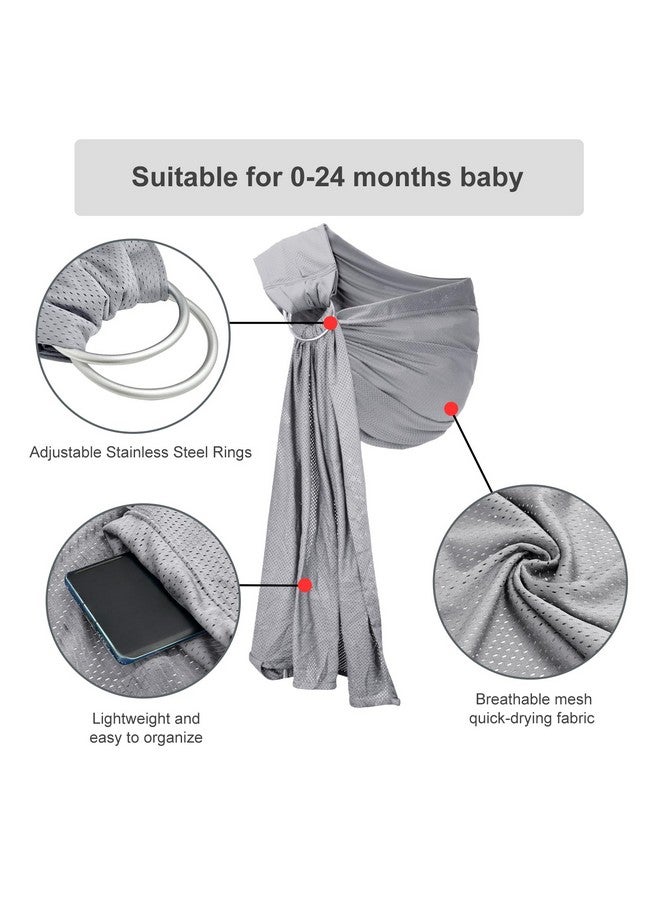 vrbabies Water Ring Sling Baby Carrier, Adjustable Lightweight Breathable Newborn Carrier Sling for Summer, Swimming, Pool, Beach, Front Chest Mesh Infant Wrap Carrier for Baby Gift (Light Grey) - Image 3