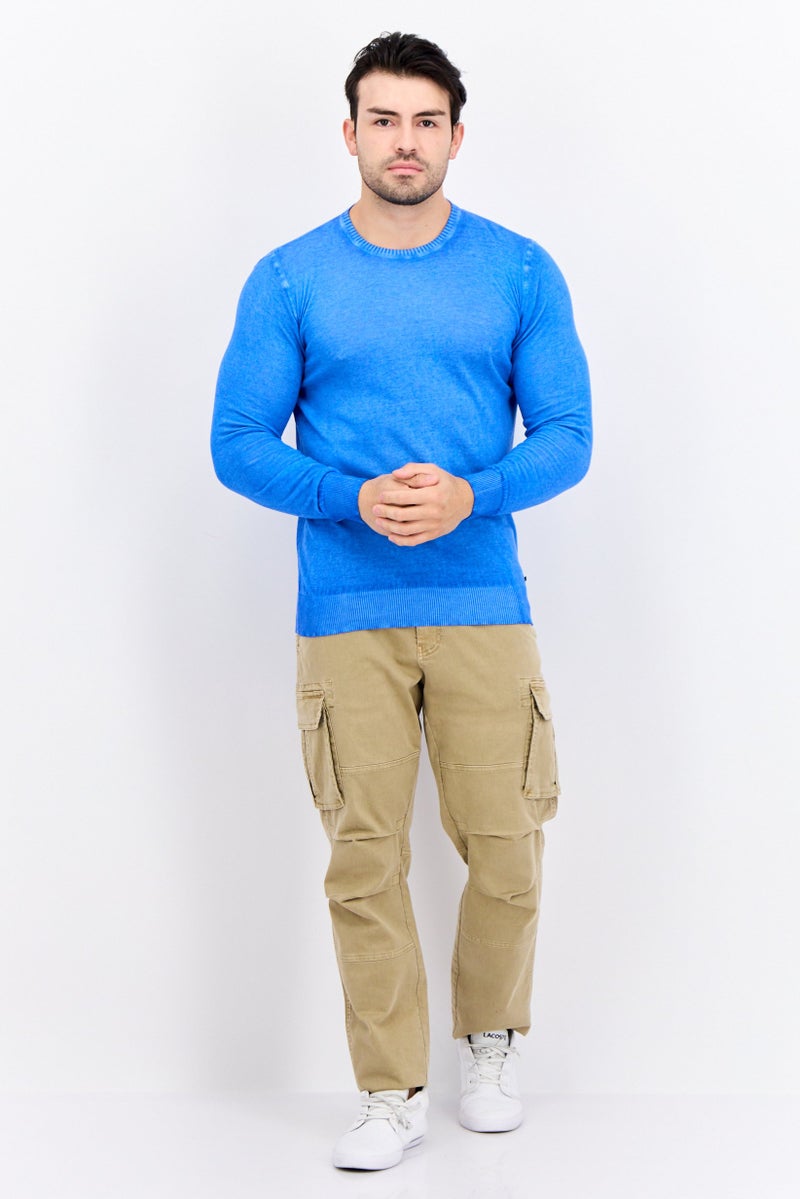 GAS Men Crew Neck Knitted Long Sleeve Sweaters, Blue - Image 4
