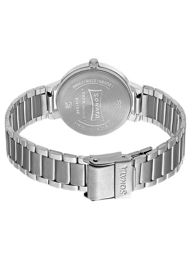 Sonata Stainless Steel Chronograph Wrist Watch 8141SM14 - 32 mm - Silver - Image 3